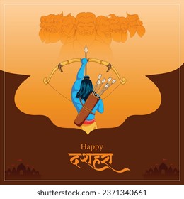 Happy dussehra poster design in hindi.
