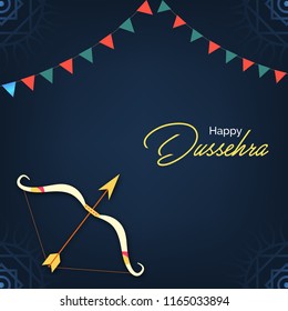 Happy dussehra poster, wallpaper design with bow and arrow. vector illustration.