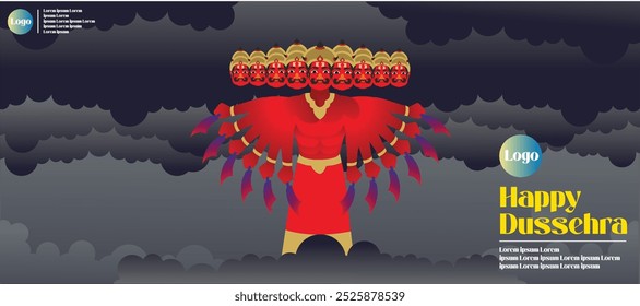 Feliz Dussehra, festival Ram Navami da Índia. ravana de Lord Rama com arco e seta. design de ilustração