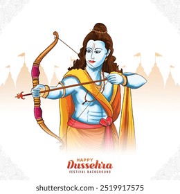 Feliz Dussehra conceito de ilustração realista lord rama hindu festival cartão design