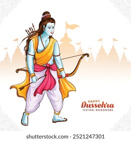 Feliz Dussehra conceito de ilustração realista lord rama hindu festival cartão design