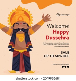 Happy Dussehra sale banner design template.