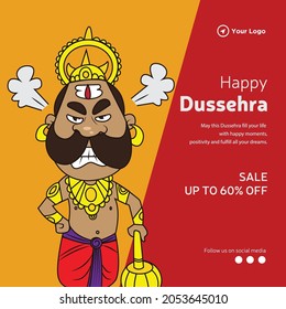 Happy Dussehra sale banner design template.