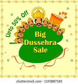 Happy Dussehra Sale Promotion Advertisement template background for Navratri festival of India in vector