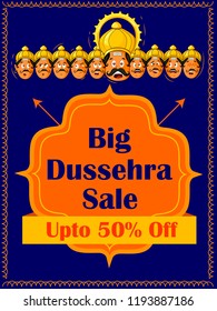 Happy Dussehra Sale Promotion Advertisement template background for Navratri festival of India in vector