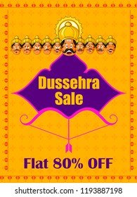 Happy Dussehra Sale Promotion Advertisement template background for Navratri festival of India in vector