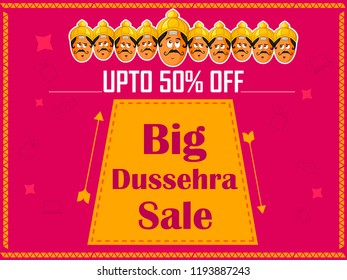 Happy Dussehra Sale Promotion Advertisement template background for Navratri festival of India in vector