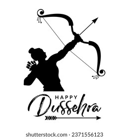 Happy Dussehra silhouette style hindu festival vector illustration.