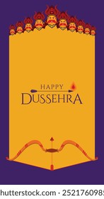 Happy Dussehra Social Media Story Vetor, ilustração festiva indiana