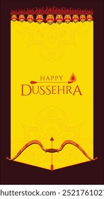 Happy Dussehra Social Media Story Template, Traditional indian festive vector