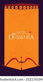 Happy Dussehra Social Media Story Template illustration, indian traditional festive greeting vector