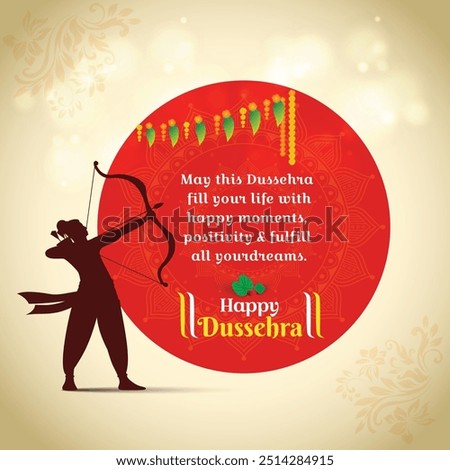 Happy Dussehra social Media Wishes, Greetings. Lord Shri Ram, Navratri, Vijayadashami. Indian Festival BG