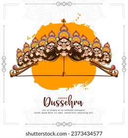 Happy Dussehra traditional festival background with Ravana vector