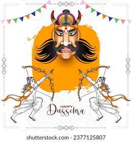 Happy Dussehra traditional festival background with Ravana vector