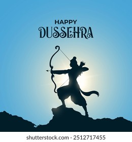 Feliz design de vetor Dussehra. Lorde Rama matando Ravana em Dussehra, Vijayadashami.  Dussehra Poster Design Ilustração Vetorial. Festival da Índia.