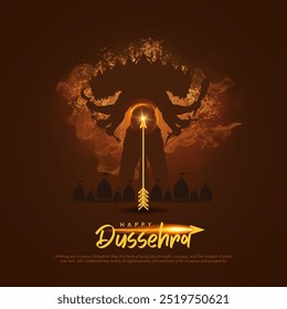 Feliz design de vetor Dussehra. Lorde Rama matando Ravana em Dussehra, Vijayadashami. Dussehra Poster Design Illustration. Festival da Índia.