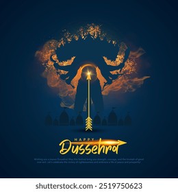 Feliz design de vetor Dussehra. Lorde Rama matando Ravana em Dussehra, Vijayadashami. Dussehra Poster Design Illustration. Festival da Índia.