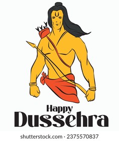 Happy Dussehra, vector illustration of Lord Rama killing Ravana in Happy Dussehra festival of Happy India.