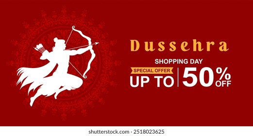 Happy Dussehra Vector illustration  Sale social media feed template