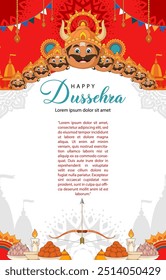 happy dussehra vertical background. vector illustration