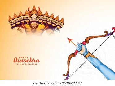 Feliz dussehra e vijaya dashami celebração cartão com dez cabeça ravana design