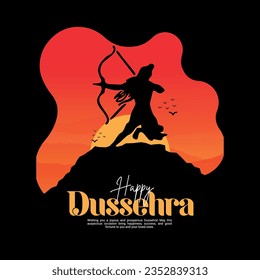 Happy Dussehra and Vijyadashmi with lord rama Social Media Post in Hindi calligraphy, In Hindi Dussehra means Victory over evil, Jai Shri Ram means Lord Rama.