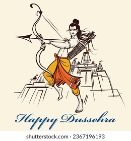 Happy Dussehra and Vijyadashmi with lord rama Banner design of Indian festival Happy Dussehra template