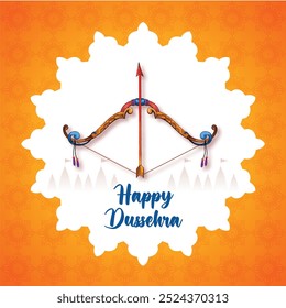 Happy Dussehra and Vijyadashmi com lord Rama Social Media Post em caligrafia hindi, In Hindi Dussehra significa Vitória sobre o mal, Jai Shri Ram significa Senhor Rama.