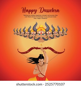 Happy Dussehra and Vijyadashmi with lord rama Social Media Post in Hindi calligraphy (Feliz Dussehra e Vijyadashmi com lorde Rama em caligrafia hindi), In Hindi Dussehra, Vijyadashmi significa Vitória sobre o Mal, Jai Shri Ram significa Senhor Rama.