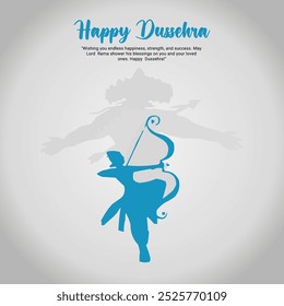 Happy Dussehra and Vijyadashmi with lord rama Social Media Post in Hindi calligraphy (Feliz Dussehra e Vijyadashmi com lorde Rama em caligrafia hindi), In Hindi Dussehra, Vijyadashmi significa Vitória sobre o Mal, Jai Shri Ram significa Senhor Rama.