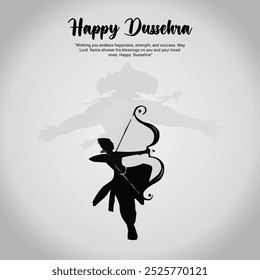 Happy Dussehra and Vijyadashmi with lord rama Social Media Post in Hindi calligraphy (Feliz Dussehra e Vijyadashmi com lorde Rama em caligrafia hindi), In Hindi Dussehra, Vijyadashmi significa Vitória sobre o Mal, Jai Shri Ram significa Senhor Rama.