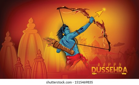 Happy dusshera Hindu festival celebrated at the end of Navratri