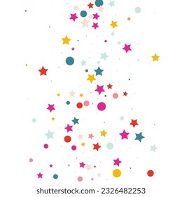Happy Dust Top Vector White Background. Celebration Confetti Wallpaper. Festive Starfall Postcard. Falling Shine Carnival Illustration.
