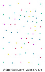 Happy Dust Top Vector White Background. Fun Confetti Illustration. Celebration Circle Invitation. Color Rain Christmas Backdrop.