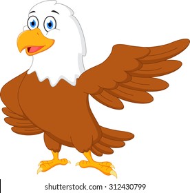 Happy eagle cartoon waving