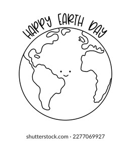 Happy Eart Day - pencil drawn Eart planet.