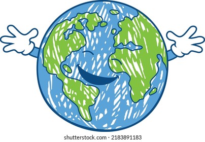 Happy Earth Cartoon Vector Poster Sticker Stock Vector (Royalty Free ...