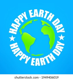 Happy Earth Day 22 of April vector banner with cute Earth map
