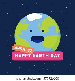 Happy Earth day 22 April with smiling earth