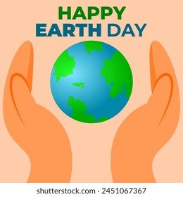 Happy earth day. African hands holding globe