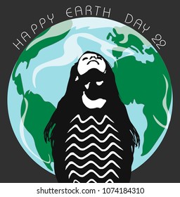 Happy Earth Day april 22 postcard, background. Vector illustration with planet for banner, poster or smth else.