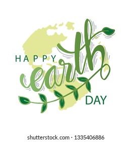 Hand Sketched Text Happy Earth Day Stock Vector (Royalty Free) 610825049