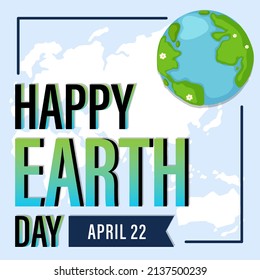 Happy earth day April 22 poster design illustration