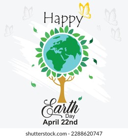 Happy Earth Day. April 22. Poster. Vector illustration