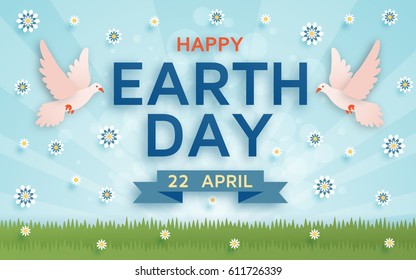 Happy Earth Day background. Vector illustration.