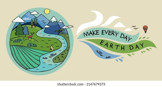 Happy earth day banner to celebrate environmental safety. Vector banner.