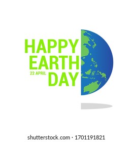 Happy Earth Day banner with a flat earth icon