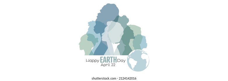 Happy Earth Day banner. Flat vector illustration.