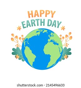 Happy Earth Day Banner with flobe and flowers. 