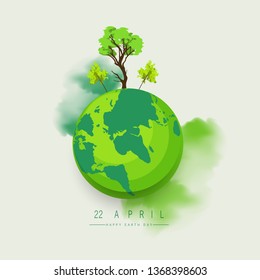 Happy Earth Day Banner/ Illustration of a happy earth day banner, for environment safety celebration - Vector